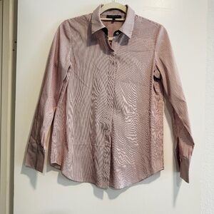 Lafayette 148 New York Pink Striped Button Down Shirt